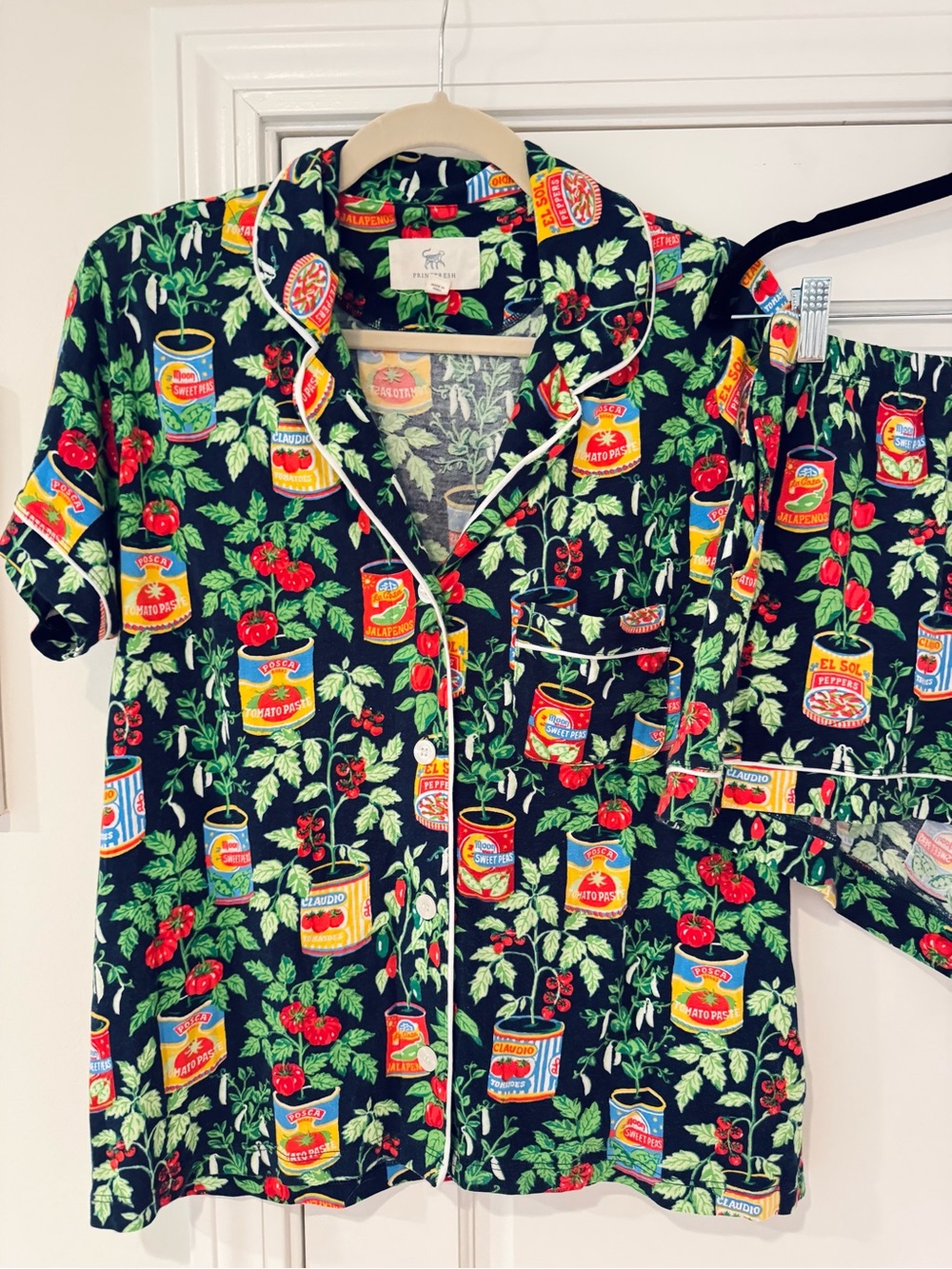 Printfresh Organic Pima Modal Knit Short PJ Set in Kitchen Garden, Size Small - Picture 3 of 6